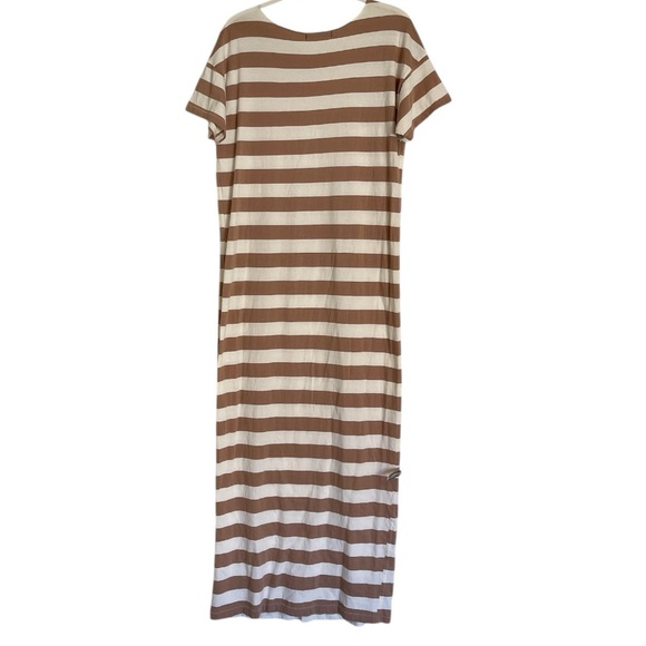 AMO Dune Stripe T-Shirt Dress Tan/Cream Size Medium - Picture 4 of 6